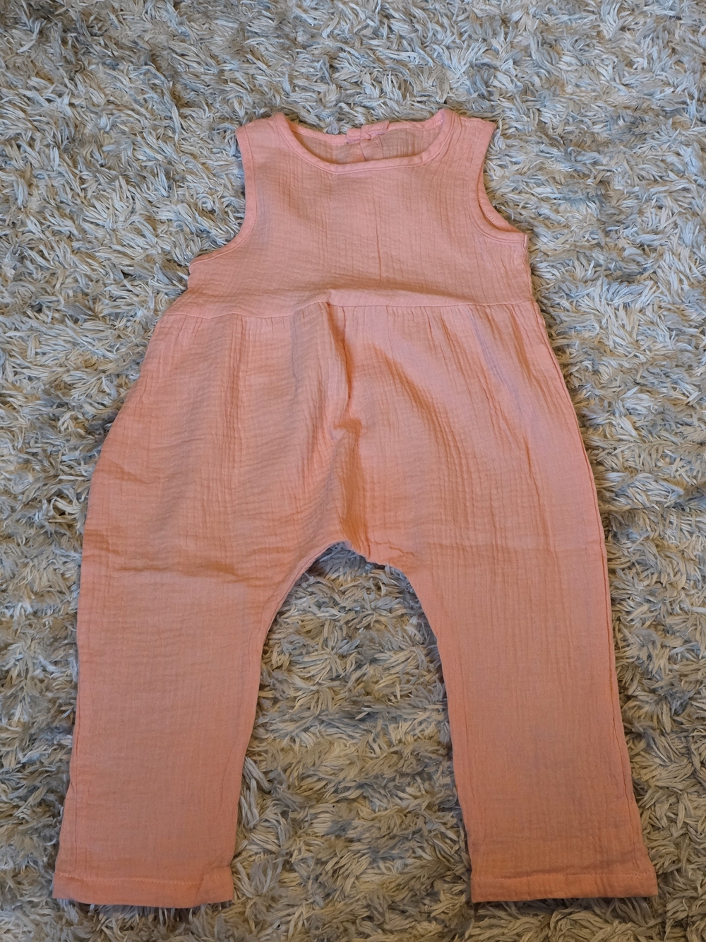 Kids Sleeveless Cotton Romper in Peach